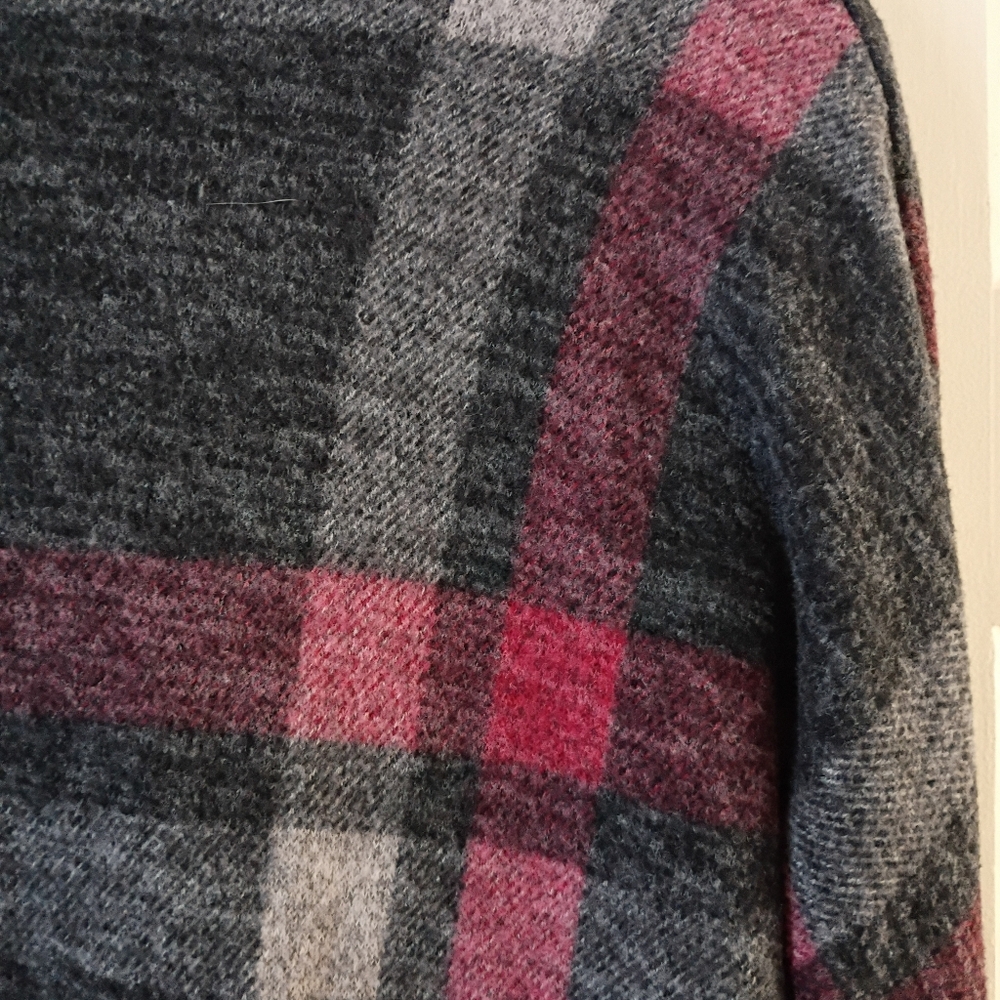 Chris & Carol Women's Cowl Neck Plaid Sweater - Red and Gray - Picture 4 of 8